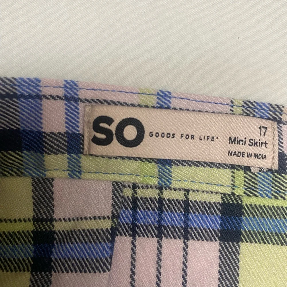 NWT SO Juniors High Rise Pleated Mini Skirt Navy Pink Plaid Pastel Sz 17 Preppy